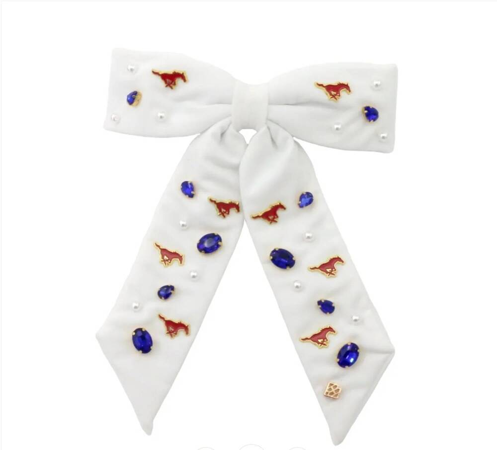 NEW BRIANNA CANNON women's smu bow barrette in white